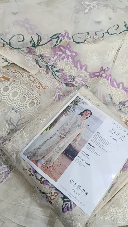 3pc Qalamkar Roshni lawn
