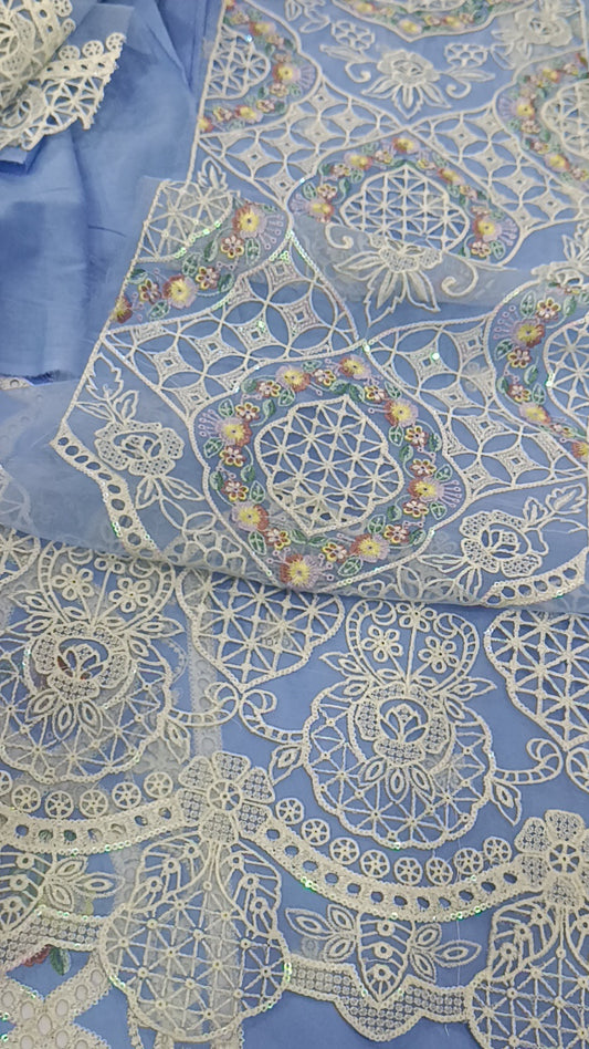 3pc Edwina sky blue lawn
