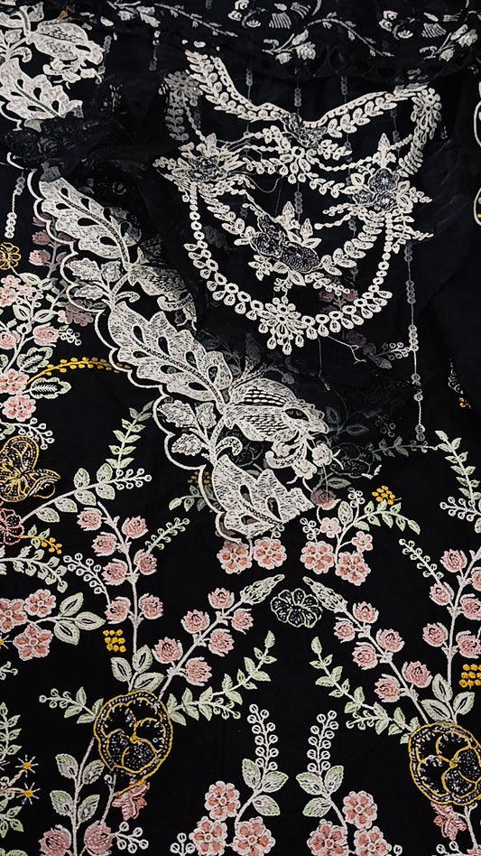 3pc Maria b Black Marshmallow lawn