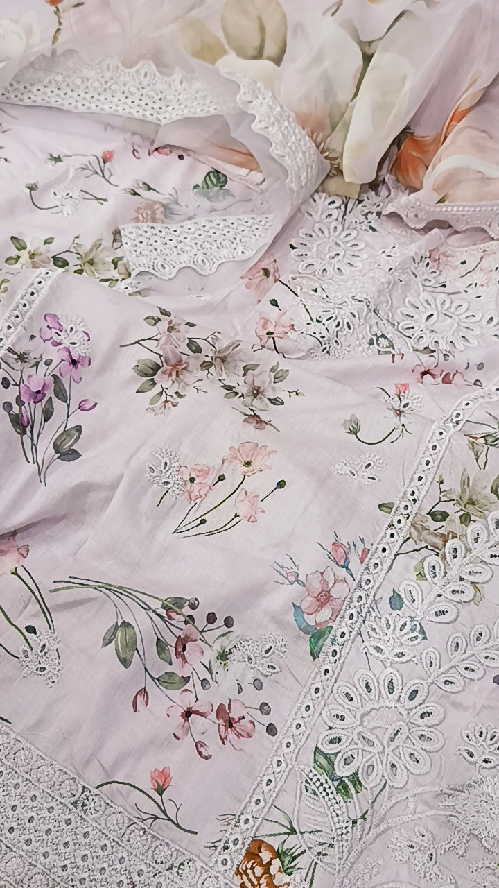 3pc hayat lawn silk dupatta