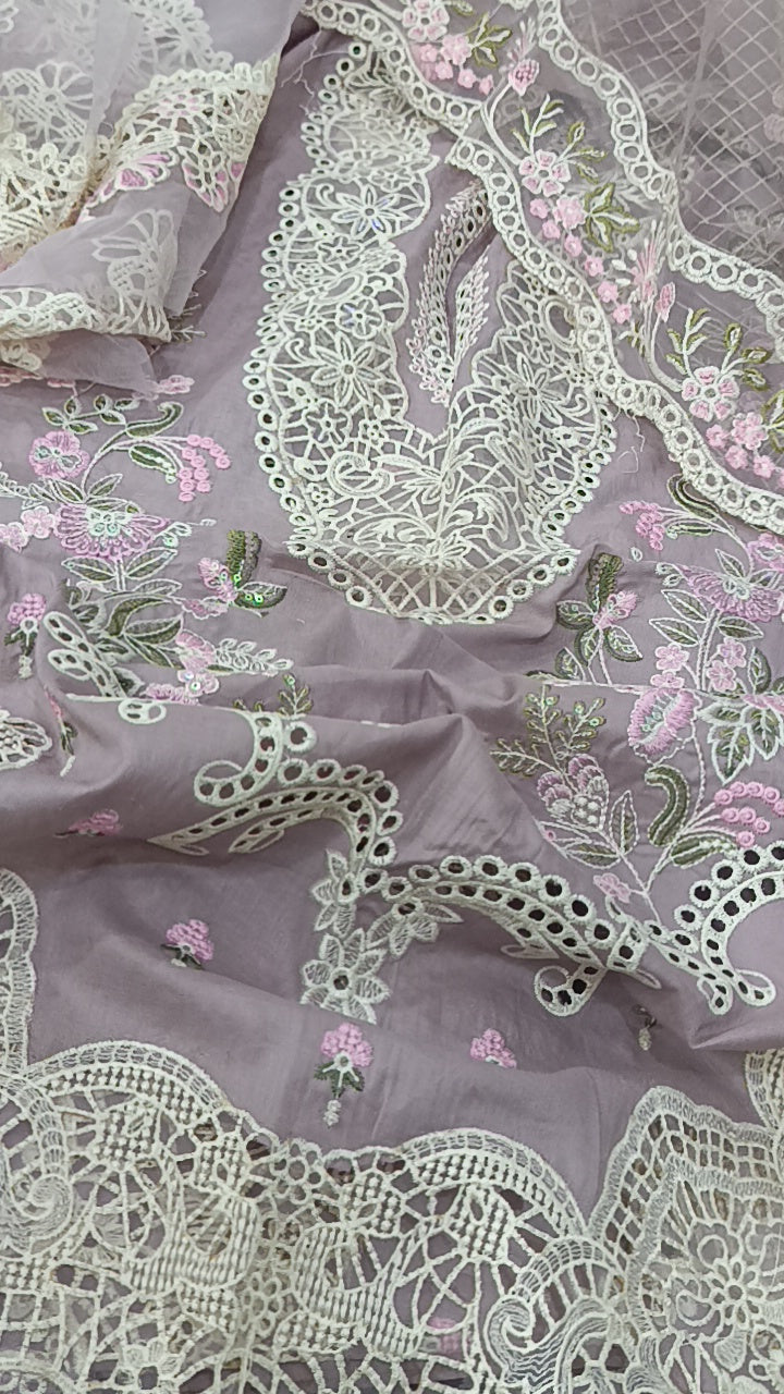 3pc check dupatta onion lawn