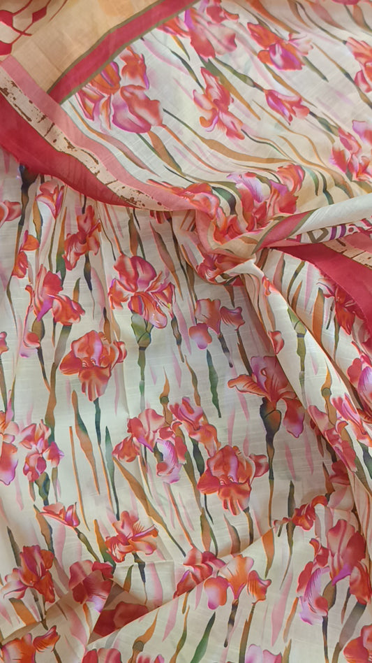 3pc Alkaram peach flower lawn