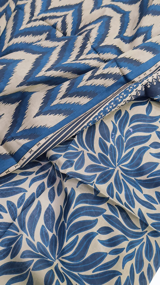 3pc Alkaram blue stripes print la