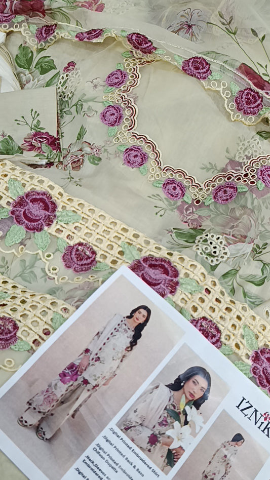 3pc iznik off white lawn