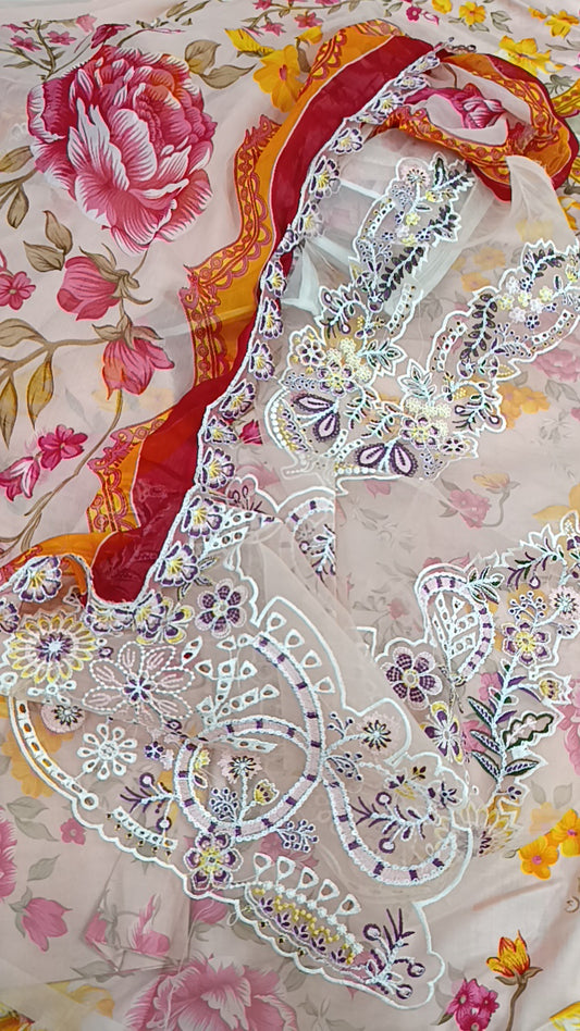 3pc Ramsha lavish peach lawn