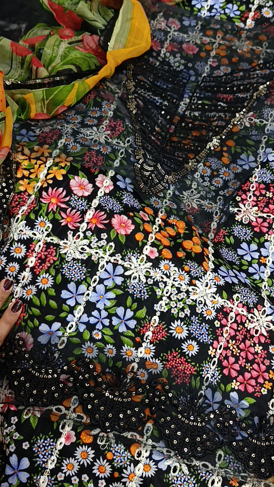 3pc Black SQ chicken kari lawn