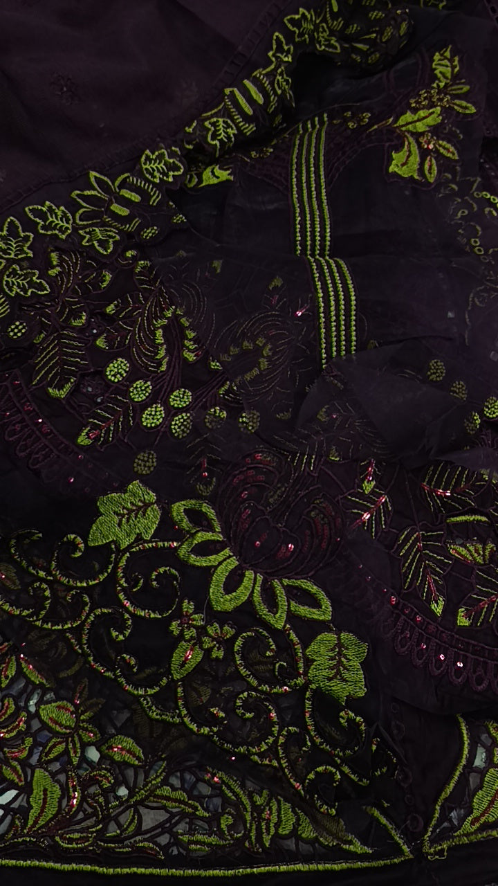 3pc mehraban purple green lawn