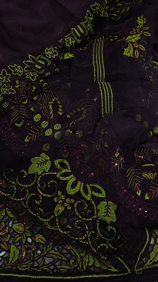 3pc mehraban purple green lawn