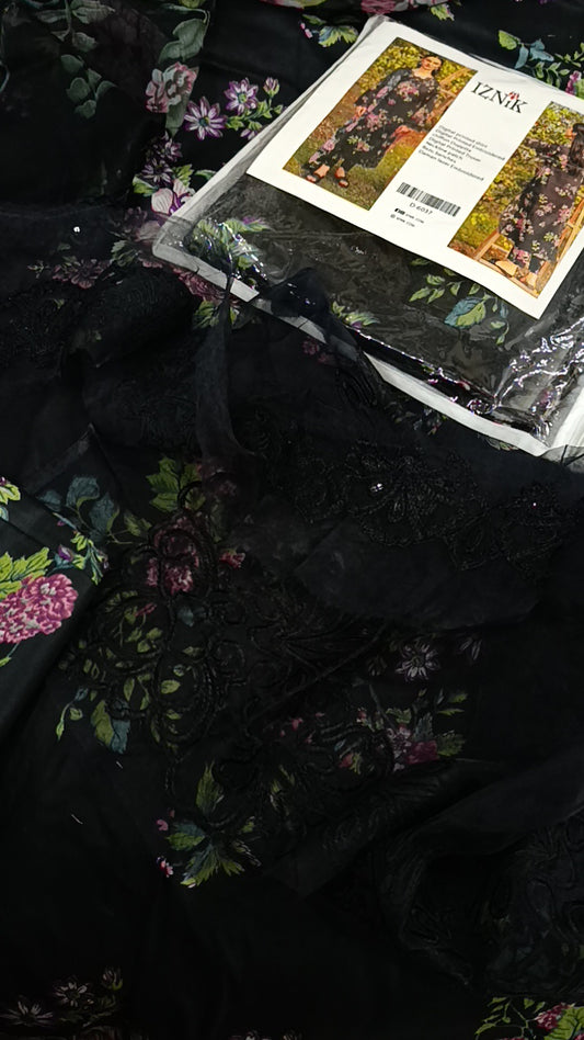 3pc iznik firasat lawn black