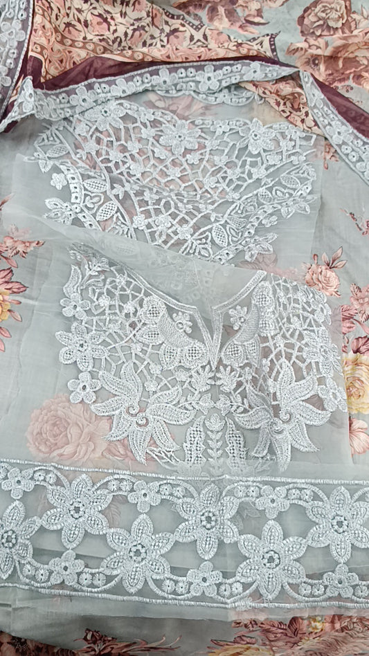 3pc baroque grey lawn