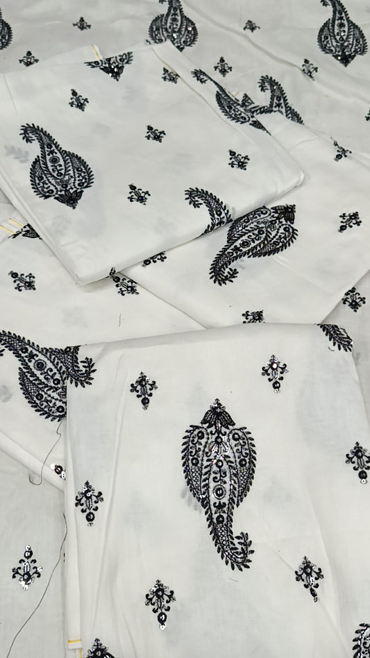 2pc classic black white lawn