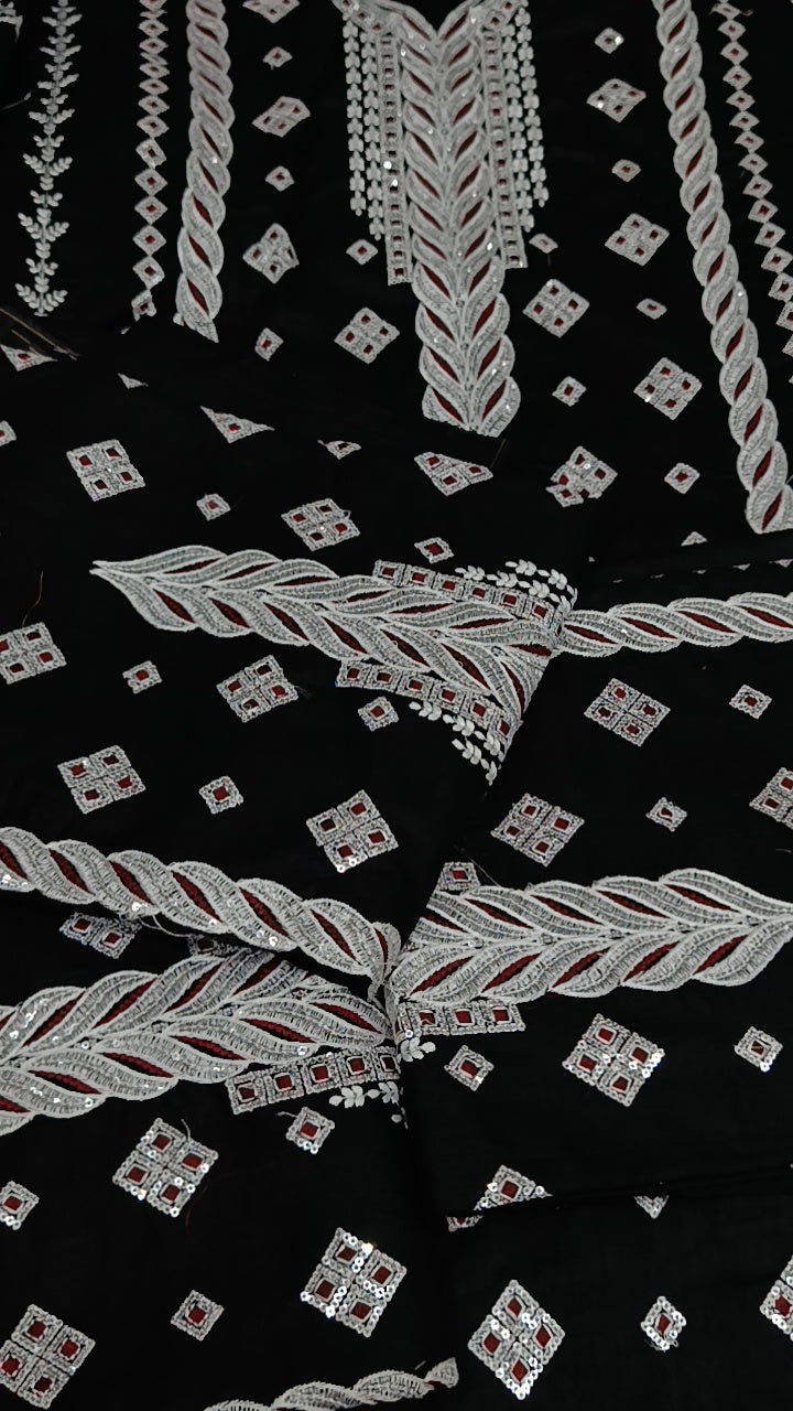 2pc lashkara black cotton lawn