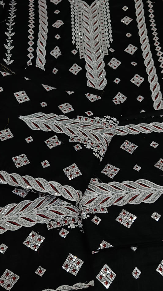 2pc lashkara black cotton lawn