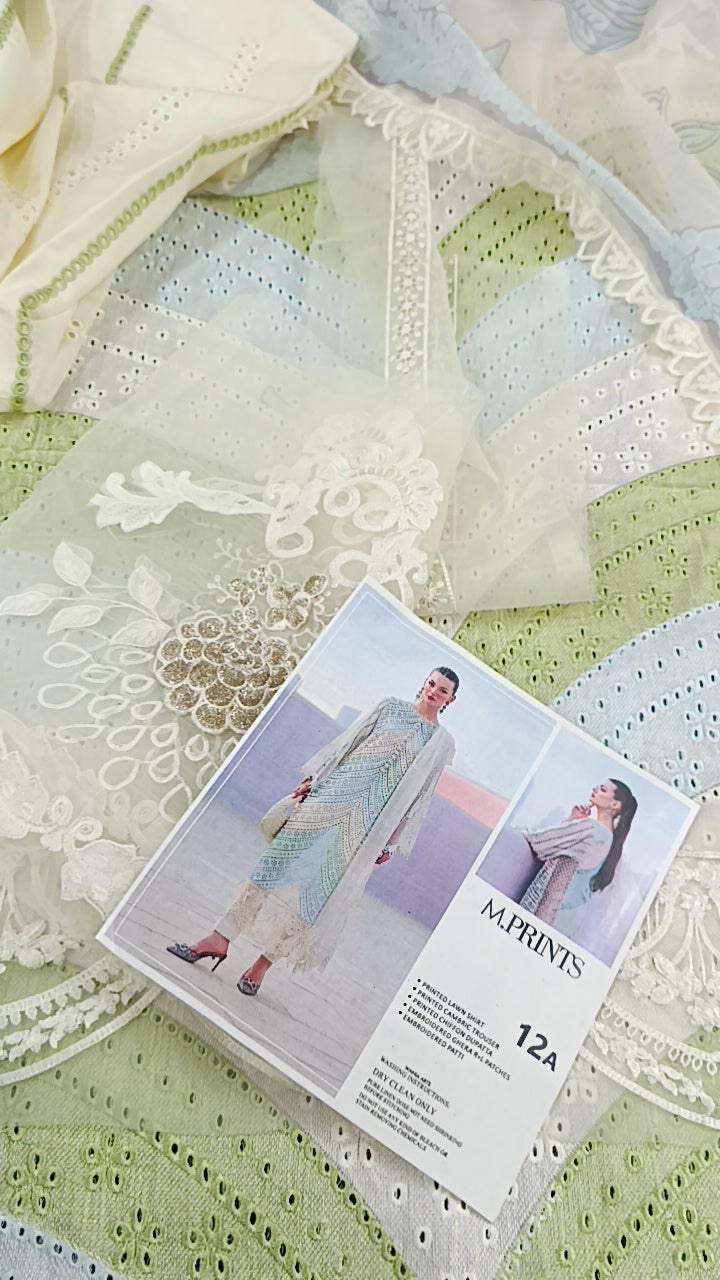 3pc triple V  off white lawn maria b