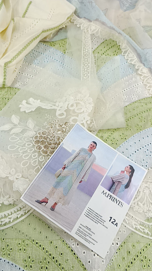 3pc triple V  off white lawn maria b