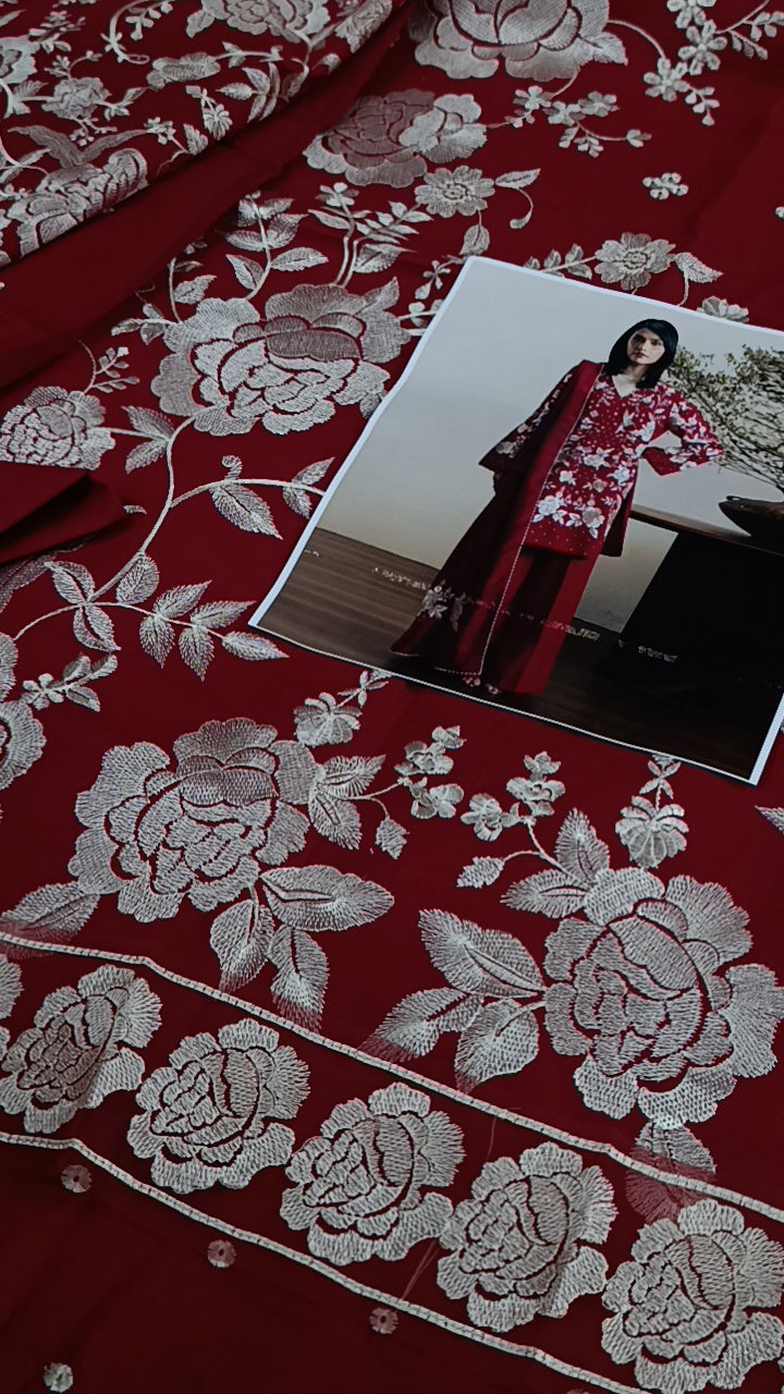 2pc Glaam maroon lawn