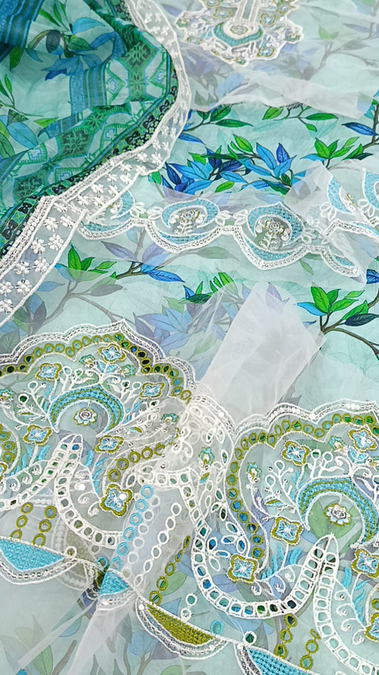 3pc ferozi simple Bahar lawn