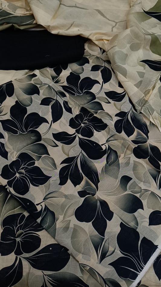 3pc Alkaram Black flow lawn