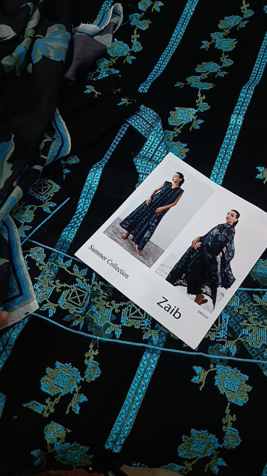 3pc zaib electric blue lawn