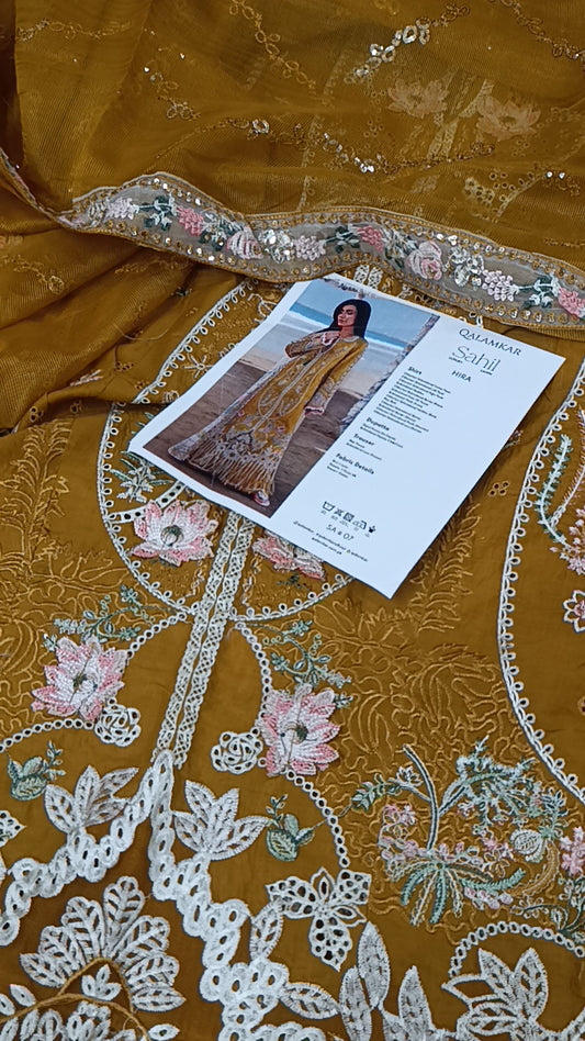 3pc Qalamkar mitti lawn