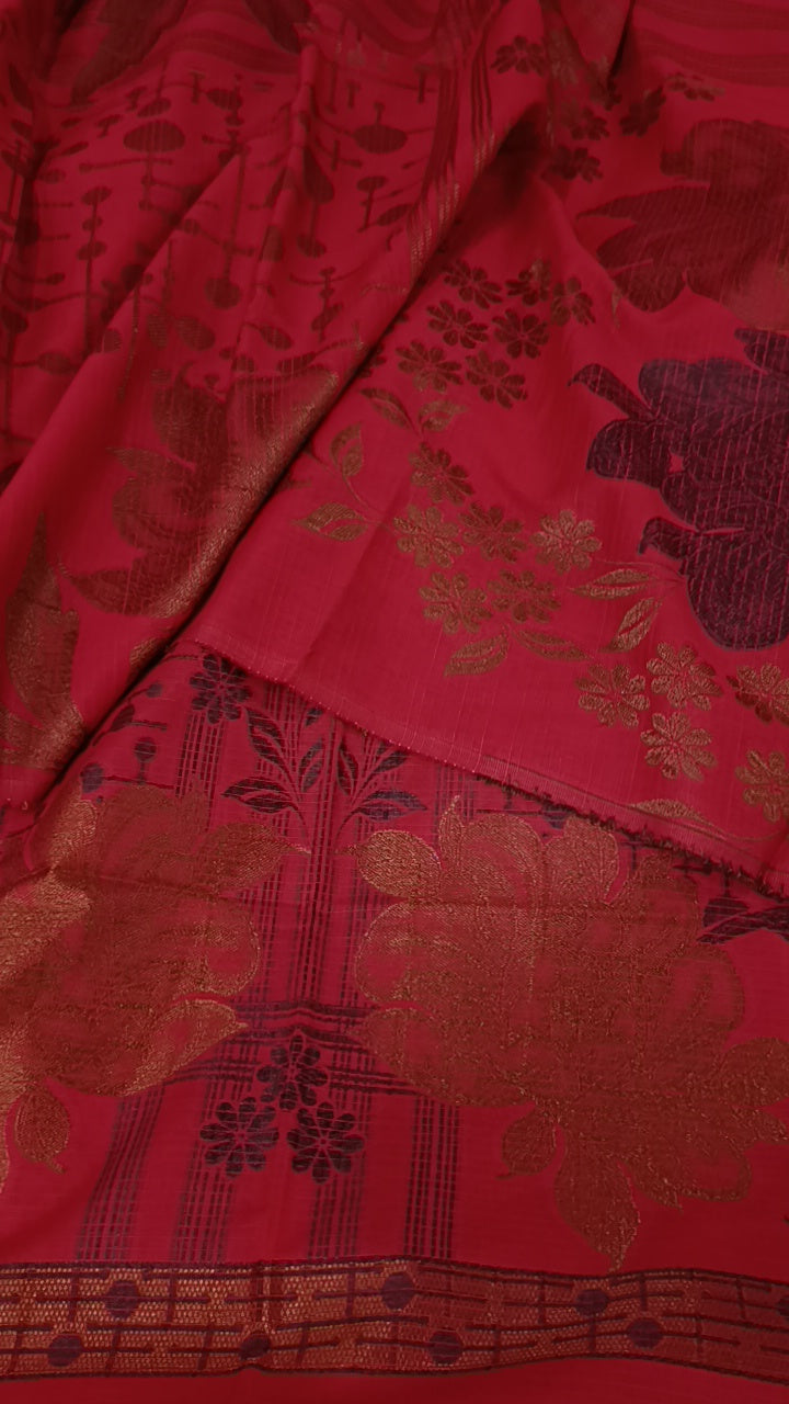 3pc red jacquard lawn