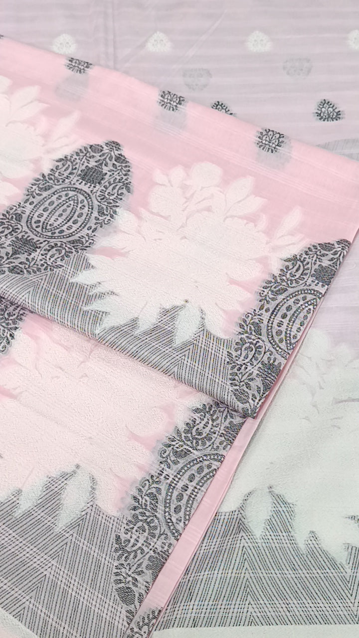 3pc baby pink jacquard lawn
