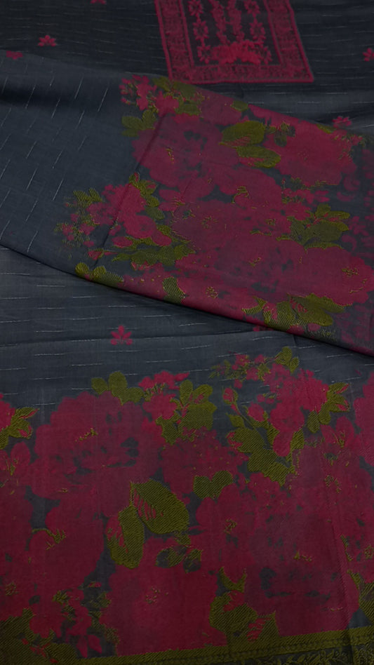 3pc grey jacquard lawn