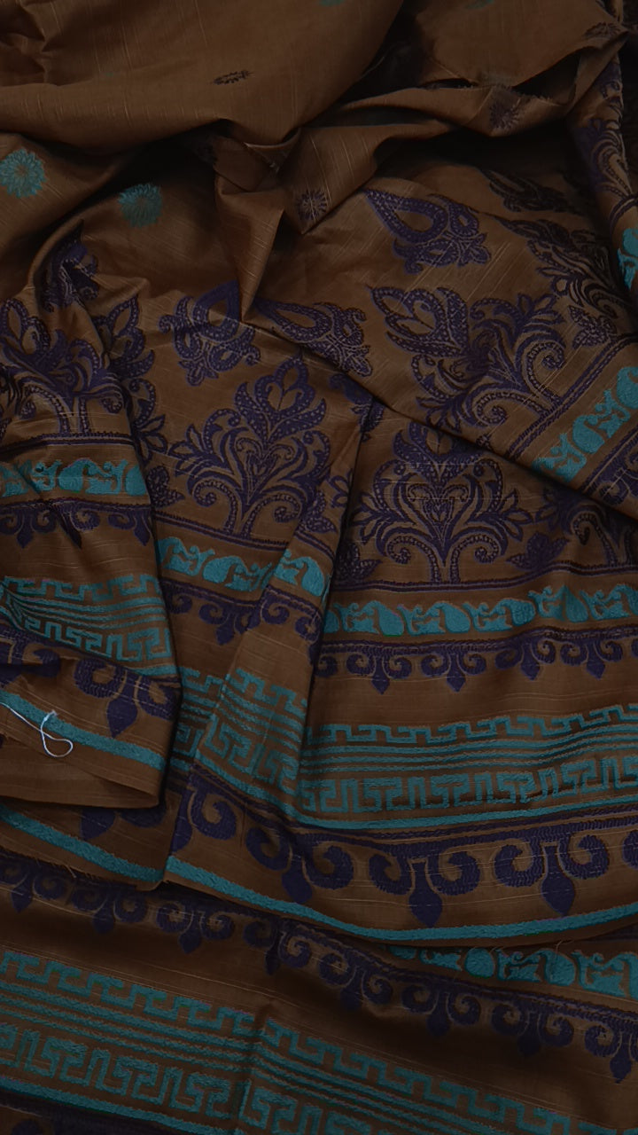 3pc mustard rust jacquard lawn
