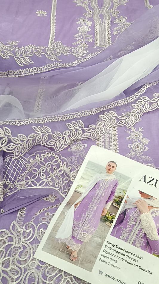 3pc Azure Sadaf lilac lawn