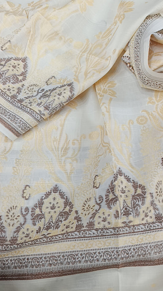 3pc jacquard careemy brown lawn