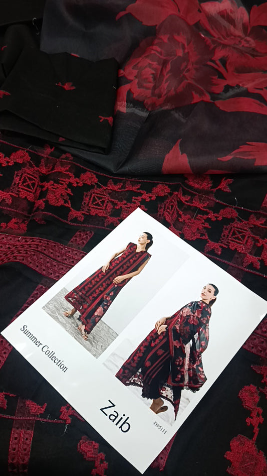 3pc zaib electric red lawn