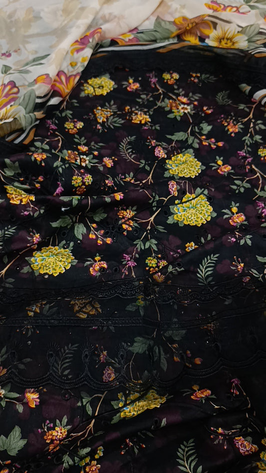 3pc all over chicken kari black iznik lawn