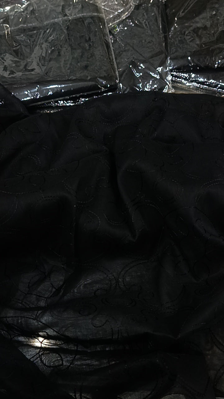 Lawn Embroidery chaddar Black