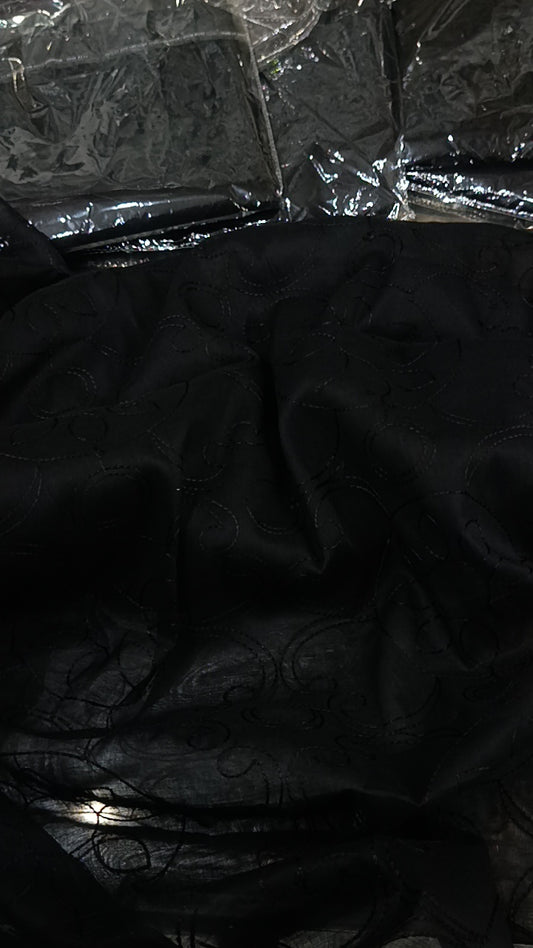 Lawn Embroidery chaddar Black