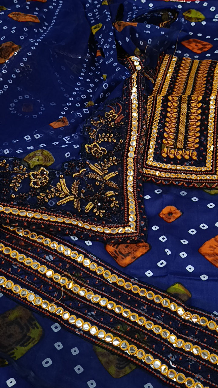 3pc blue chunri lawn