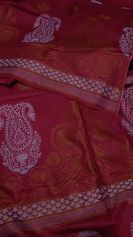 3pc jacquard dark tea pink lawn