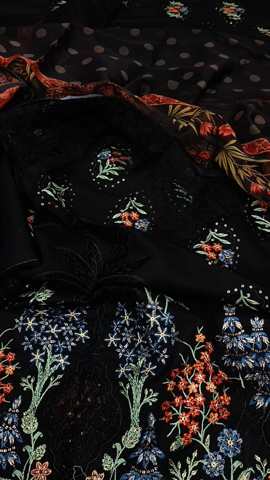 3pc  Maria b Black palm beach lawn