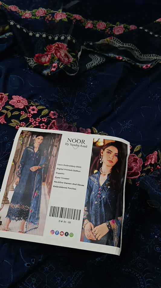 3pc Noor by sadia zink lawn