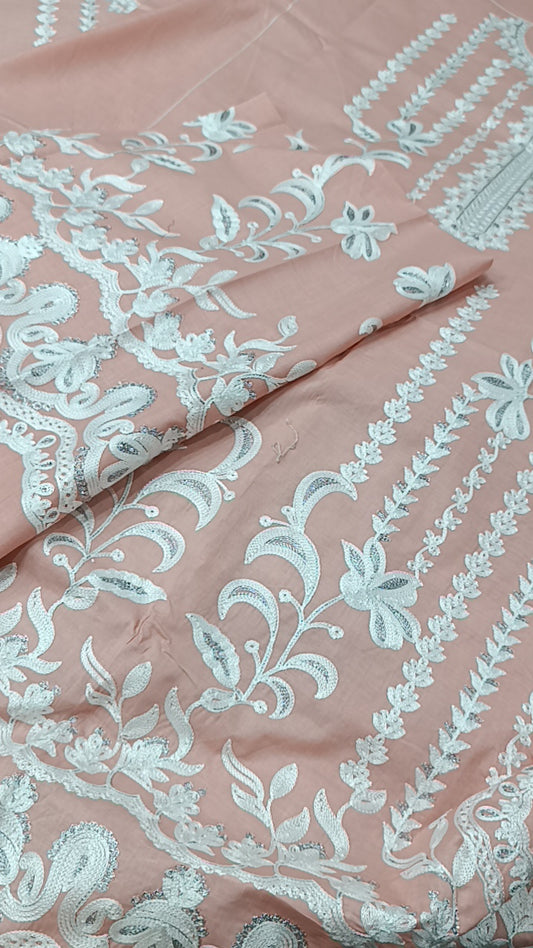2pc arooj light peach lawn