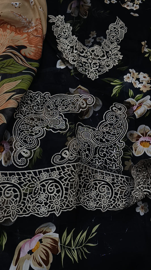 3pc baroque qissa black lawn