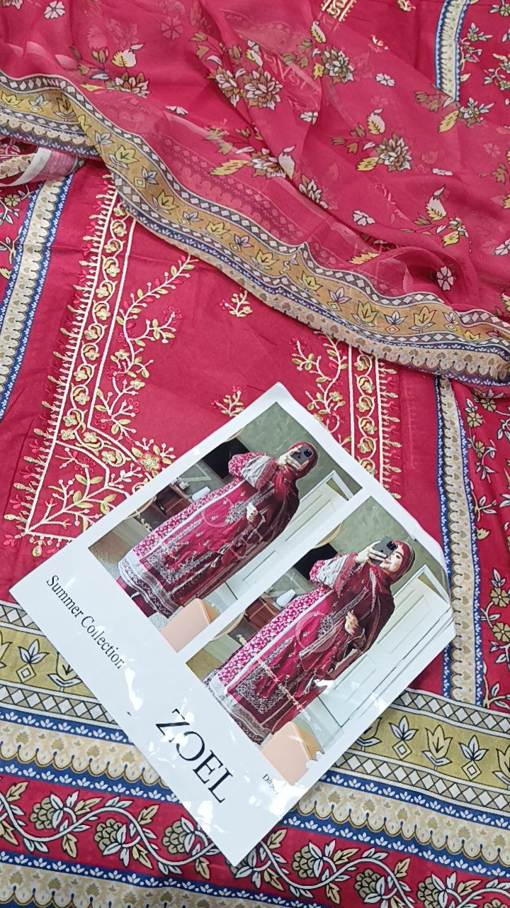 3pc zoel maroon lawn
