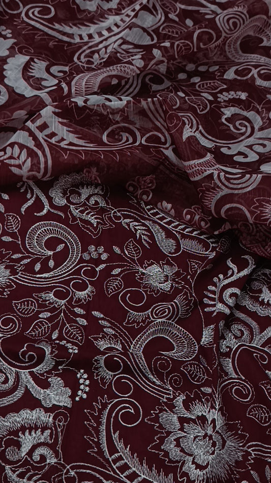 3pc maroon moor lawn