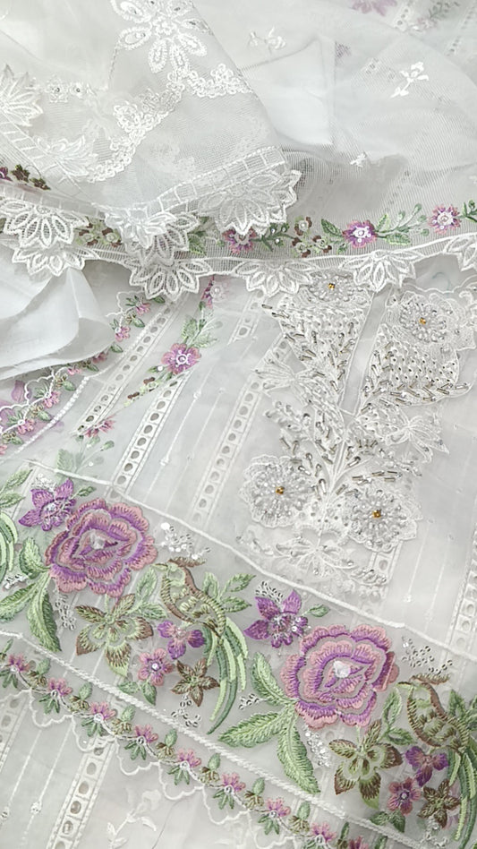 3pc emaan white lawn