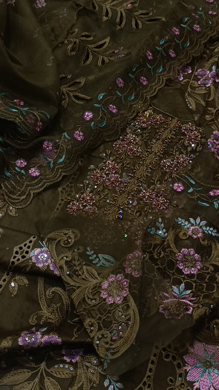3pc eman mehndi handmade lawn