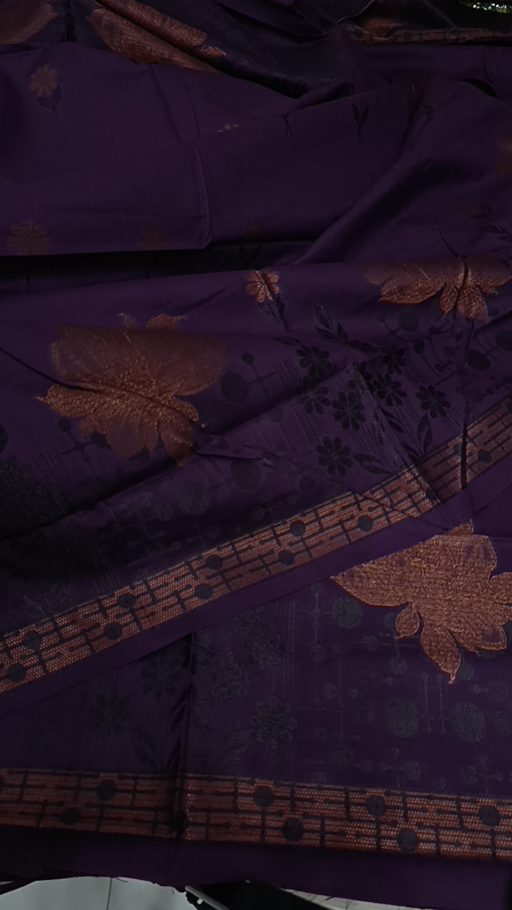3pc jacquard plum with gold lawn
