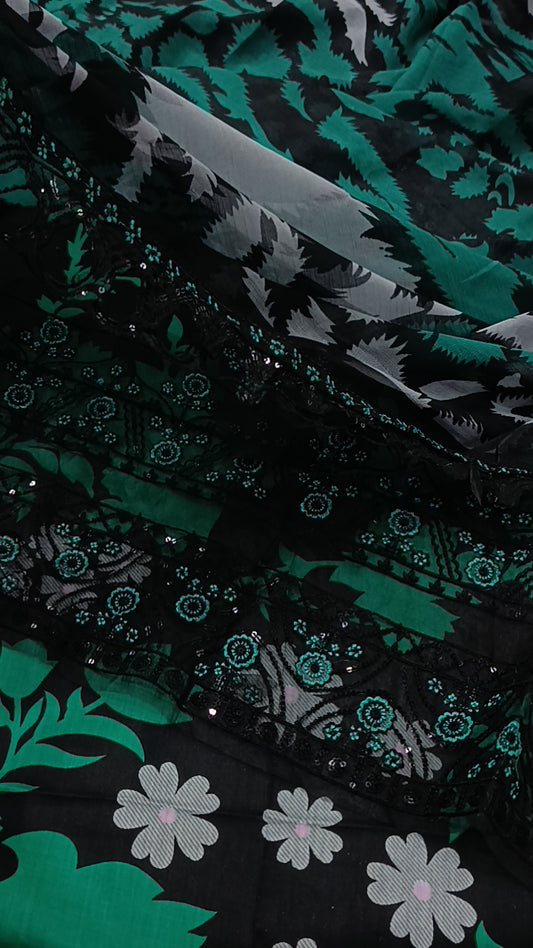 3pc Roshan black green lawn