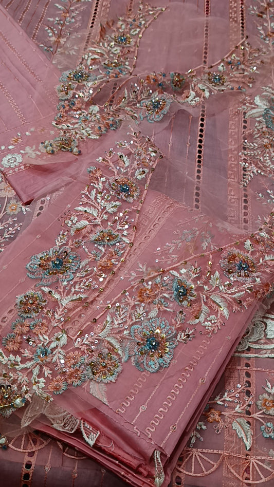 3pc emaan Patta style pink