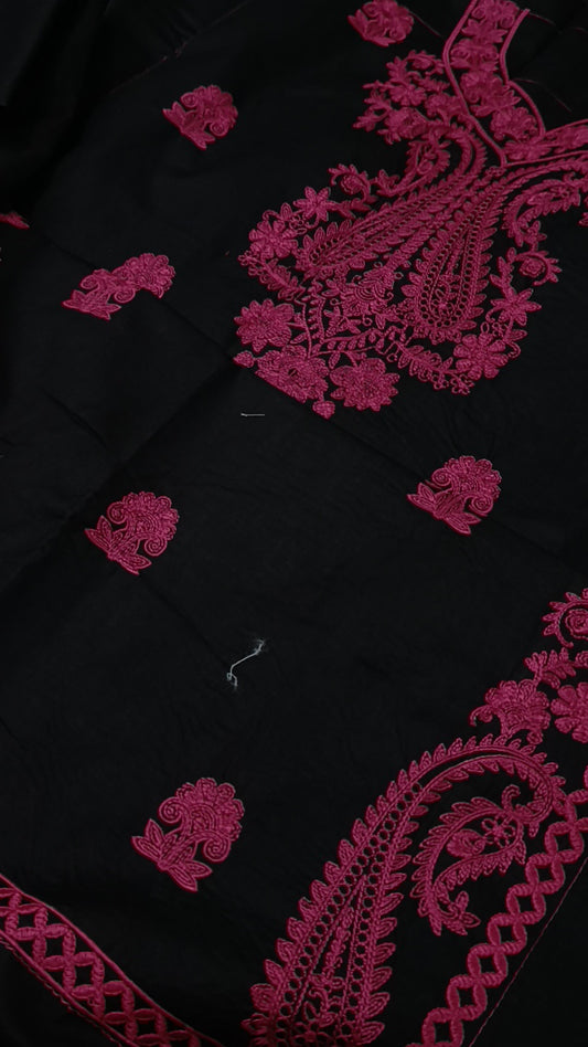 2pc Kiran Haq black pink cotton lawn