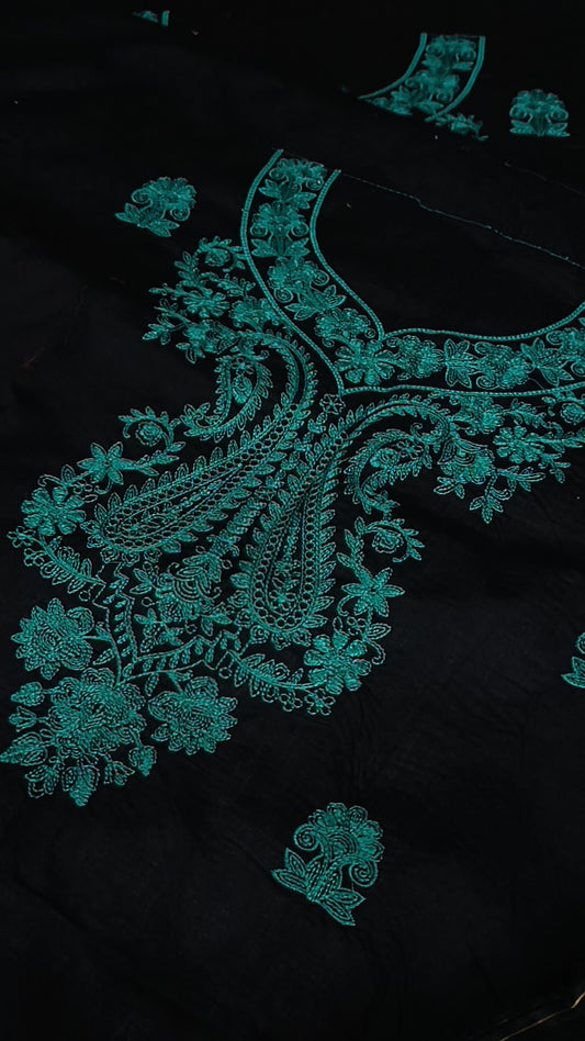 2pc fanoos black green cotton lawn