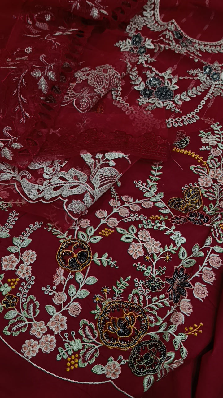 3pc maroon Marshmallow lawn